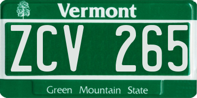 VT license plate ZCV265