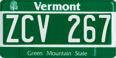 VT license plate ZCV267