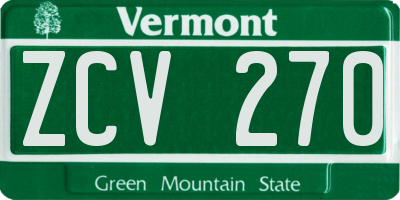 VT license plate ZCV270