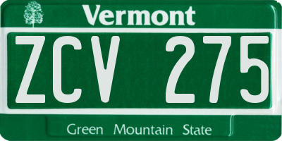 VT license plate ZCV275