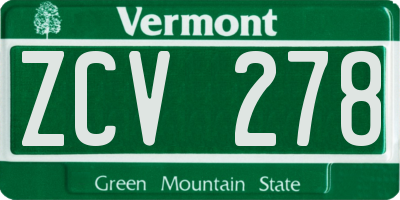 VT license plate ZCV278