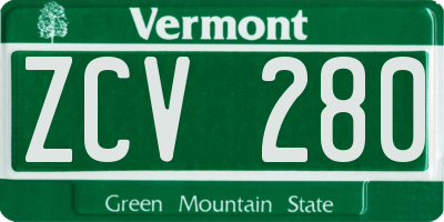 VT license plate ZCV280