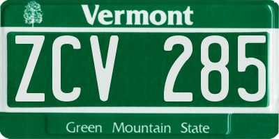 VT license plate ZCV285