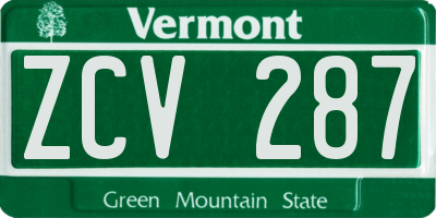 VT license plate ZCV287