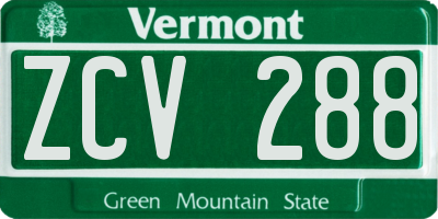 VT license plate ZCV288