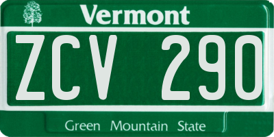 VT license plate ZCV290