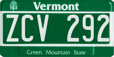 VT license plate ZCV292