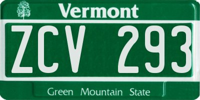 VT license plate ZCV293