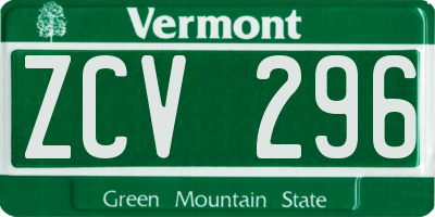 VT license plate ZCV296
