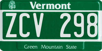 VT license plate ZCV298