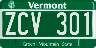 VT license plate ZCV301