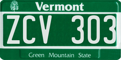 VT license plate ZCV303