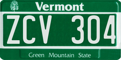 VT license plate ZCV304