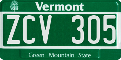 VT license plate ZCV305