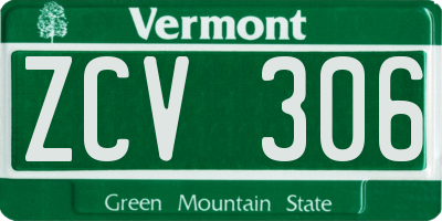 VT license plate ZCV306