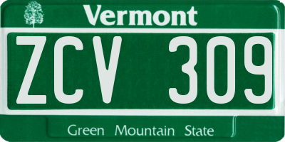 VT license plate ZCV309