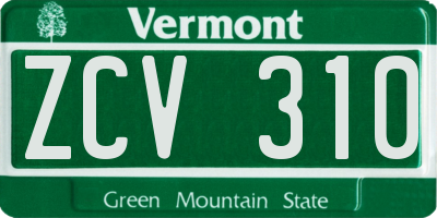 VT license plate ZCV310