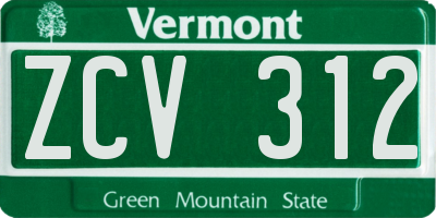 VT license plate ZCV312
