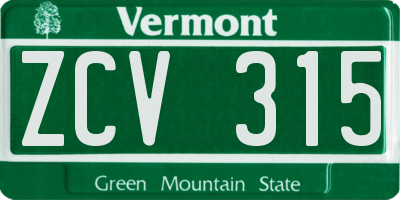 VT license plate ZCV315