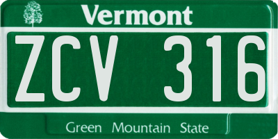 VT license plate ZCV316