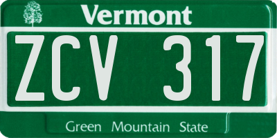VT license plate ZCV317