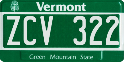 VT license plate ZCV322