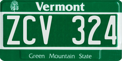 VT license plate ZCV324
