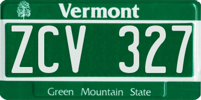 VT license plate ZCV327