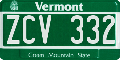 VT license plate ZCV332