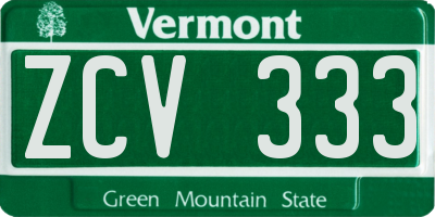 VT license plate ZCV333