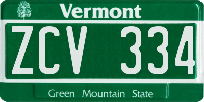 VT license plate ZCV334