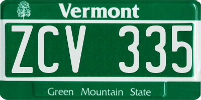 VT license plate ZCV335