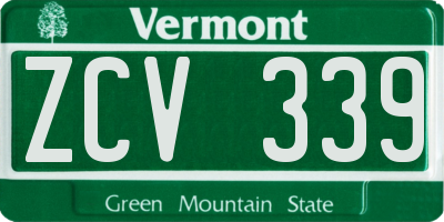 VT license plate ZCV339