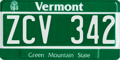 VT license plate ZCV342