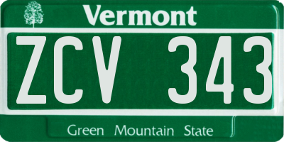 VT license plate ZCV343