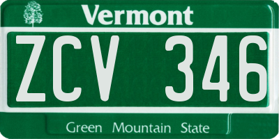VT license plate ZCV346