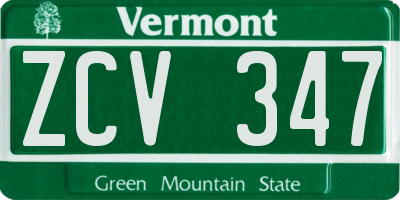 VT license plate ZCV347