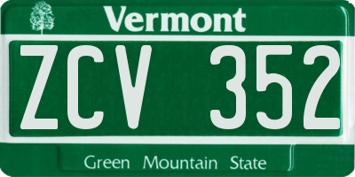 VT license plate ZCV352