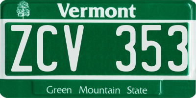 VT license plate ZCV353