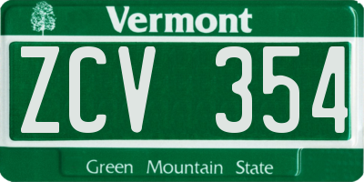 VT license plate ZCV354