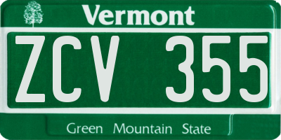 VT license plate ZCV355