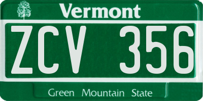 VT license plate ZCV356