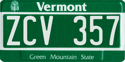 VT license plate ZCV357