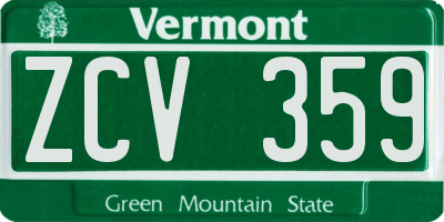 VT license plate ZCV359