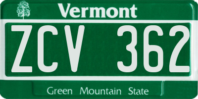 VT license plate ZCV362