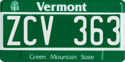 VT license plate ZCV363