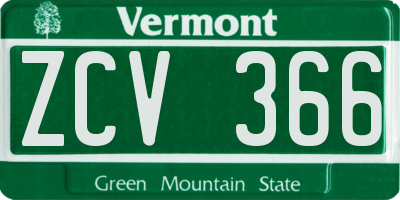 VT license plate ZCV366