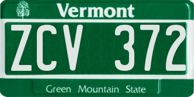 VT license plate ZCV372