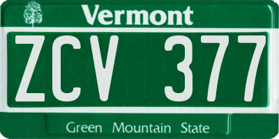 VT license plate ZCV377