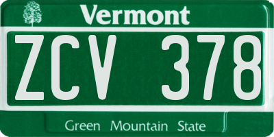 VT license plate ZCV378
